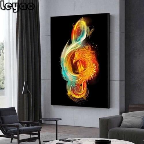 Abstract animal phoenix Music Reborn Music Art Creative 5D Diy Diamond Painting Cross Stitch Kits Living Room Bedroom Decor