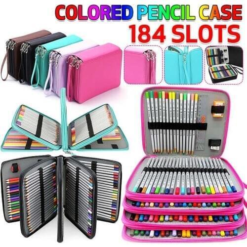 4 Layers Large Capacity Pencil Case Holder Waterproof School Box Portable PU Leather Pencil Bag Pencils Pouch For Student