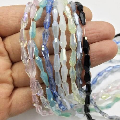 Eruifa about 60pcs 3*8mm Tear Shiny Faceted Galss Beads Charms Pendant Jewelry DIY Hand making Earring Necklace Bracelet