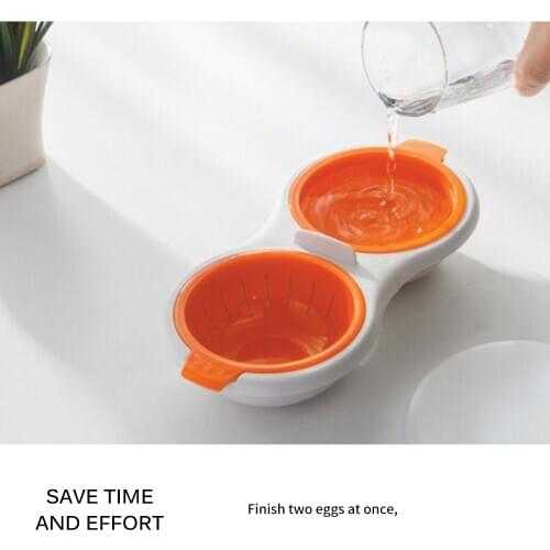 Hot Microwave Egg Poacher Food Grade Cookware Double Cup Egg Boiler Kitchen Steamed Egg Set Microwave Ovens Cooking Tools
