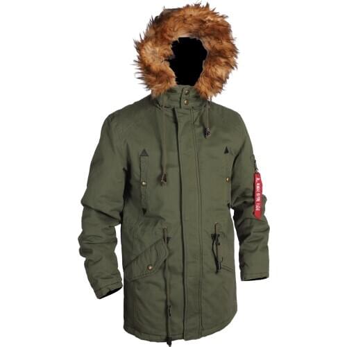 Classic US Type Vintage Military Windproof Casual Quilted Long Mens Winter Hooded Parka with Fur