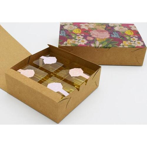 50pcs Wholesale Krfat paper vintage Cake packing Box Party Cupcake Gift Bakery Maccaron Pastry Cookies Packaging Paper Box