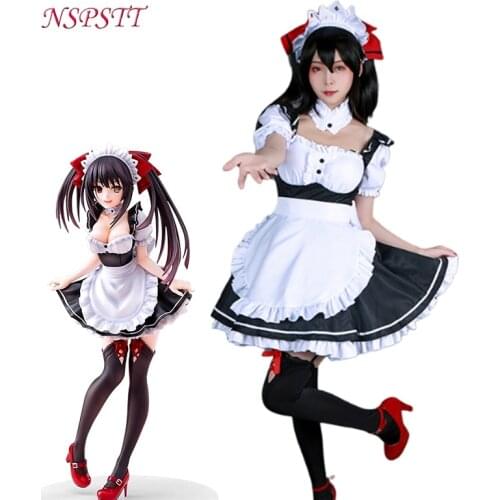 NSPSTT Tokisaki Kurumi Cosplay Costume Anime Date a Live Cosplay Costume Women Maid Uniform Outfit Carnival Cosplay Clothing