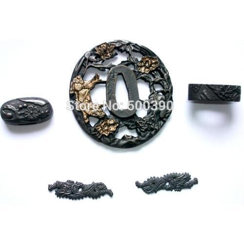 A Suit Of Alloy Tsuba Guard for Japanese Samurai Sword Katana Wakizashi Tanto Knives