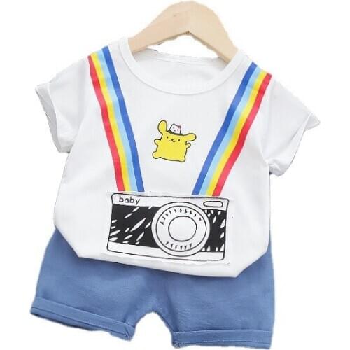 Summer Baby Boy Girls T Shirt Shorts Kids Infant Cotton Cartoon Clothing Children Casual Clothes Toddler Fashion Print Tracksuit