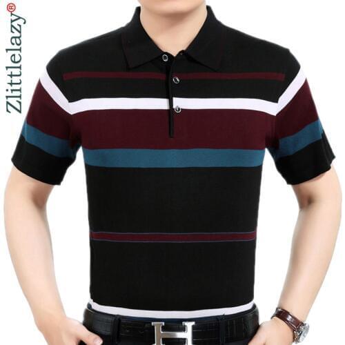 Summer polo shirt men short sleeve polos shirts striped slim fit mens pol clothes dress bodybuilding streetwear poloshirt 6371