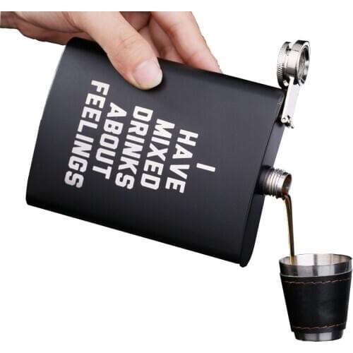 Mini Portable 8OZ Hip Flask Stainless Steel Bottle Lot Black Matte Does Not Fade Flask for Alcohol Rum Whiskey Best Men Gift Set