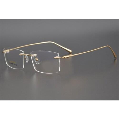 Rimless 23K Pure Titanium Eyeglasses Men Business Design Optical Eyewear Clear Lens Goggle Prescription Myopia Glasses for Men