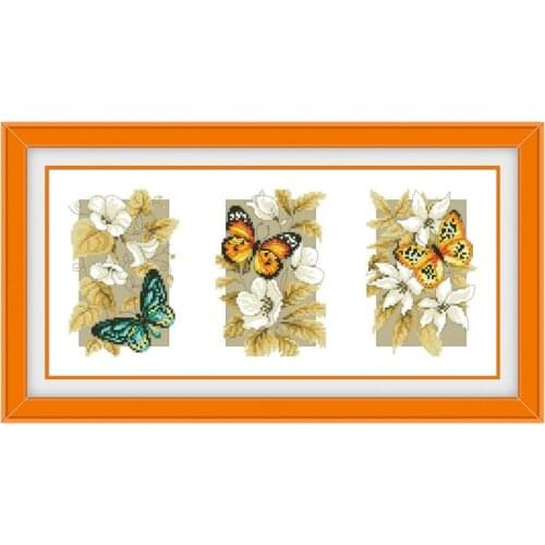 Flowers and butterfly cross stitch kit aida 18ct 14ct 11ct counted white cloth cotton thread fabric sewing craft wall hangings