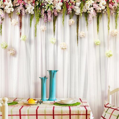 Custom Wall Cloth Fashion Flowers Curtain Photo Mural Wallpaper Bedroom Wedding House Restaurant Romantic Backdrop Wall Covering