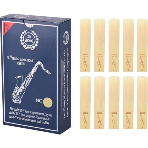 Normal Level 10-Bb Tenor Saxophone Sax Reeds Strength 3.0 for Beginners, 10pcs/ Box