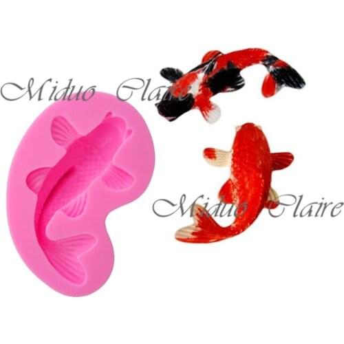 New 1 Pc Koi Fish Carp Silicone Veiner Blessing Cake Decorating Mould Fondant Sugarcraft Mould chocolate gum paste mold