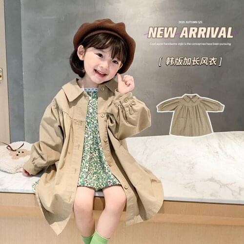 2021 Spring And Autumn New Jacket Children Girls Korean Style Jacket Fashion Western Style Lengthened Windbreaker