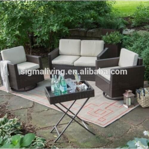 Wholesale comfortable outdoor furniture double sofa garden cane sofa