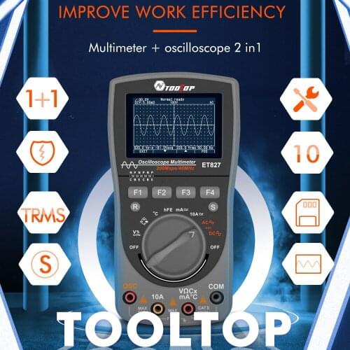 ToolTop ET827 Intelligent 2in1 Digital 200Msps/S Oscilloscope 6000Counts True RMS Multimeter With Analog Grap AUTO Multimeter