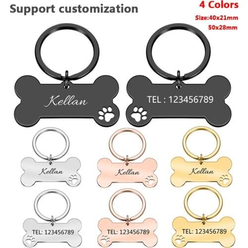 Personalized Collar Pet ID Tag Engraving Pet ID Name Cat Puppy Dog Tag Pendant Keychain Bone Pet Accessories collar perro