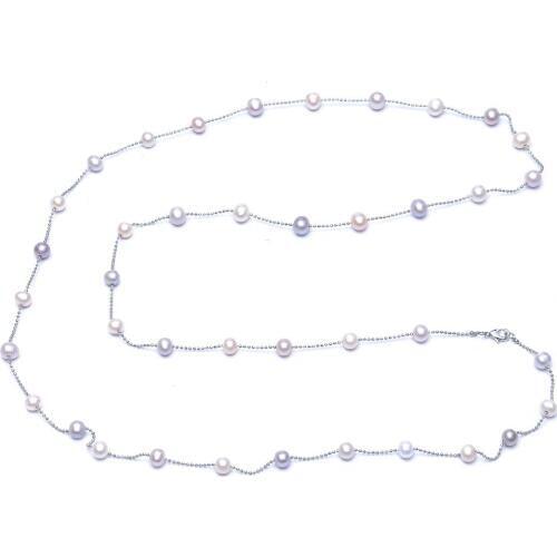 Fashion simple summer jewelry good quality freshwater pearl necklace long beaded necklace for women