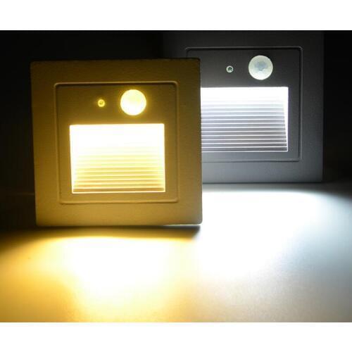 PIR motion Detector + Light Sensor LED Step Stair Lights Outdoor Footlight Recessed Corner wall Lamp exterior garden light