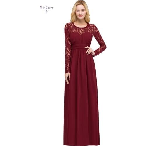 Bridesmaid Dresses Floor Length Appliques Zipper Sweetheart Hollow A-Line Lace Gowns With Long Sleeve Wedding Formal Party Dress