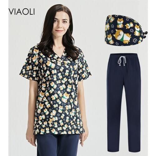 Breathable Work Shirt Laboratory Slim Simple Non-fading Top Wholesale Uniform Customization Beauty Salon Pet Shop Scrub Uniform