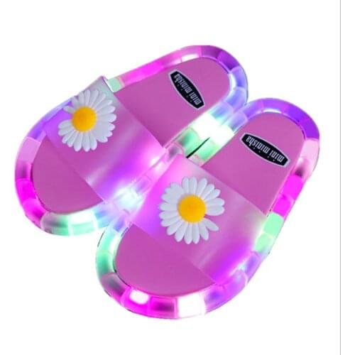 2021 Summer Girls Boys Luminous Slippers Children Soft PVC Shoes Toddler Kids Home Sandals Comfortable Baby Slides Pink slipper