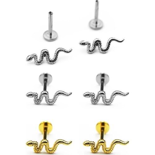 1Pc Surgical Snake Steel Labret Helix Ring Lip Bar Stud Ear Cartilage Tragus Earring Piercing Body Jewelry Nose Screw Stud