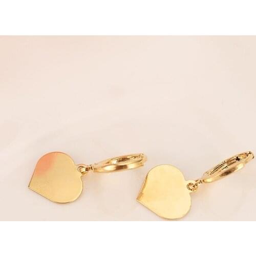 18 k Fine Solid G/F Gold Earrings Glaze Heart Earring Girls/Ladies Birthday Gift Trendy Bands Promise Earring