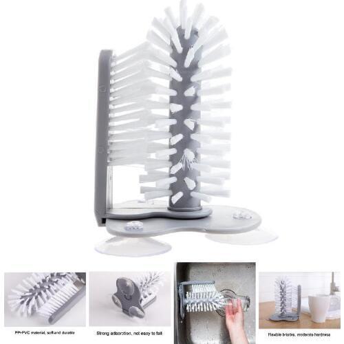 Glass Washer Sink Suction Cup Base Cleaning Bottle Glass Brush Bathroom Tool TN88