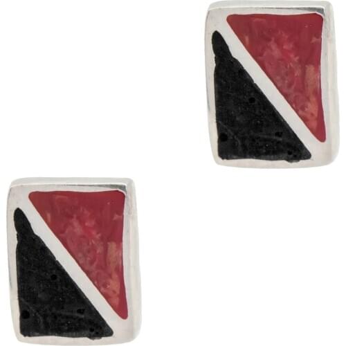 DARK DIAMOND-genuine volcanic Lava earring, Coral and 925 sterling silver. Handmade in Spain