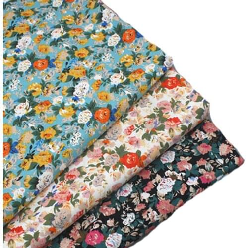 100% Plain Cotton Poplin Black White Greenblue Blooming Rose Flowers Printed Cotton Poplin Fabric 50x140cm Tree Fabric Patchwork