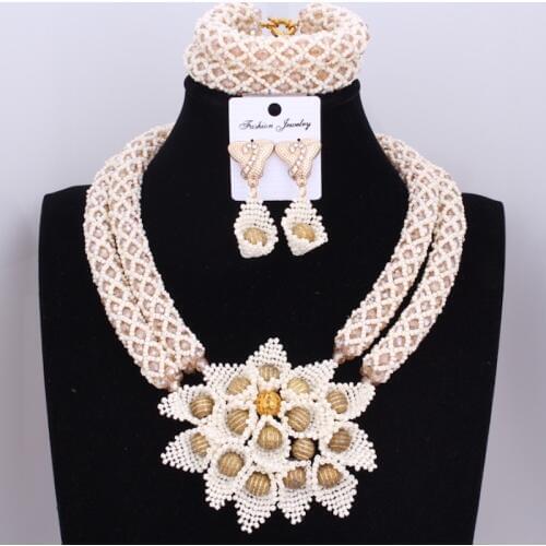 Splendid Milk Choker Necklace African Nigerian Wedding Jewelry Sets Dubai Gold Color 2 Layers Women Jewellery 2018 Fashion New