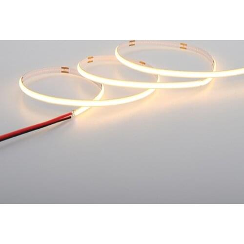 Waterproof 5mm Ultra Narrow Bright Warm White Soft LED COB Flexible Strip Light Lamp
