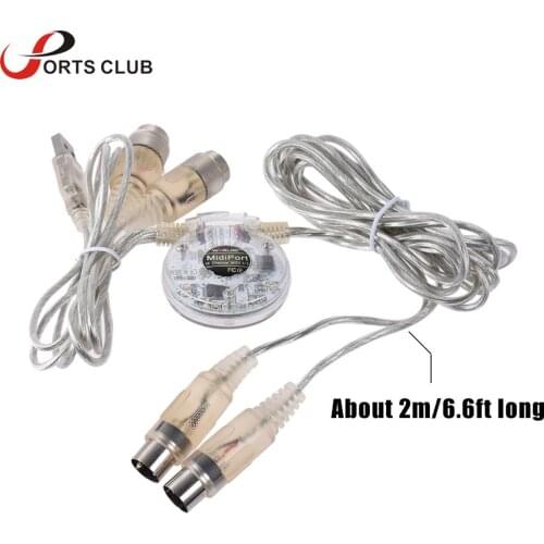 High-quality USB Interface Adapter MIDI Cable Cord Dual 5-Pin Male to Dual Female 2 Meters/ 6.6 Feet for Keyboard Connection