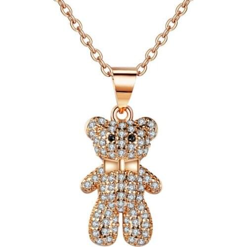 Top Quality Yayi Jewelry Fashion Princess Cut White Cubic Zirconia Gold Color Engagement Little Bear Chain Pendant Necklace