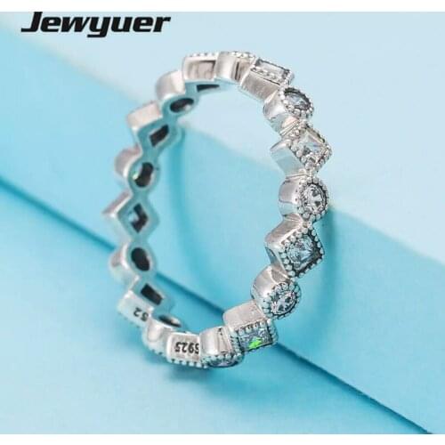 Round Sqaure Eternity Rings For Women 925 sterling silver fine Jewelry Engagement wedding Ring anillos wholesale Memnon RIP021