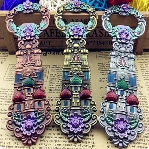 2017 creative Russian restoring ancient ways metal three-dimensional double-sided castle beer bottle opener