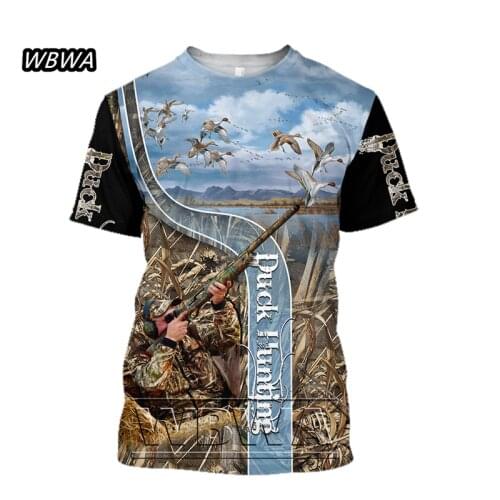 2021 Casual Mens T Shirts Harajuku Short Sleeve Tee Camouflage Hunting Wild Duck Animal 3D Printed T-Shirt Summer Women Tops
