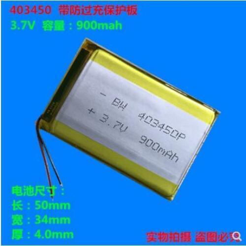 3.7V polymer lithium battery 403450 suitable for MP3 speaker navigation recorder 900mAh battery