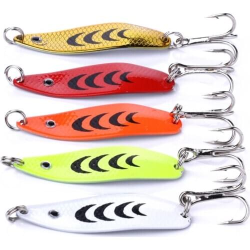 5pcs Winter Ice Fishing Spoon 5cm 6.8g Spoons Lure Set Hard Bait Spinner Fishing Lure Atificial Wobbler Tackles Saltwater Lure