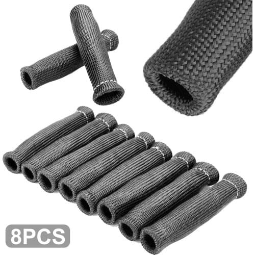 8PCS Car Truck Heat Shield Sleeve Spark Plug Wire Boots Thermal Exhaust Protection Cover Heat Shield Protector Car Accessories