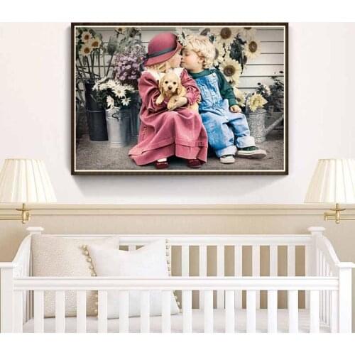 Round full diamond character landscape 5D diamond painting childrens companion DIY diamond embroidery kit home decoration gift