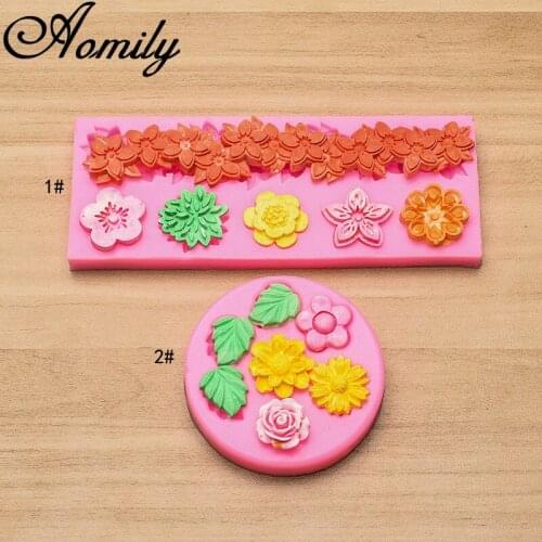 Aomily 2 Styles Rose Leaf Flower Silicone Molds Cake Chocolate Mold Wedding Cake Decorating Tools Fondant Sugarcraft Soap Moulds