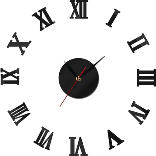 DIY Roman Numerals Large Wall Clocks Wall Stickers 3D Big/Small Mirror Clock Wall Stickers Home Decoration 3D Wall Clock Gift