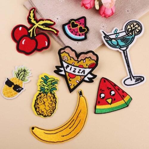 Fruit Food Wine Glasses Patch for Clothing Iron on Embroidered Sewing Applique Cute Sew on Fabric Badge DIY Apparel Accessories