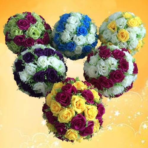 Hot sale 30 cm/ 12 inch artificial Flowers Rose Kissing Balls Artificial Silk Flower Ball Centerpieces For Wedding Decorations