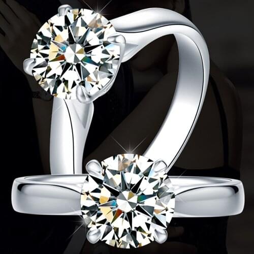 18K 757 White Gold Ring Women Wedding Anniversary Engagement Party Ring Round Moissanite Diamond Elegant Romantic Trendy Classic