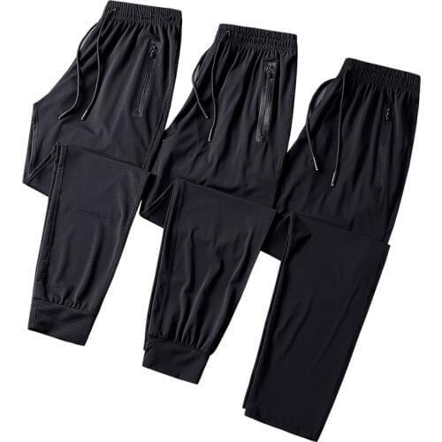 Summer Men Quick-drying Pants Mens Ice Silk Plus Size Pants Mens Leggings Men Straight pants Long Pants Big Cool Sport Pant