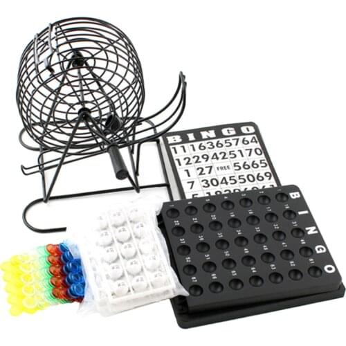 Bingo Game Lottery Cage Table Party Game Tools Toy 75Pcs Balls 1x Blackboard