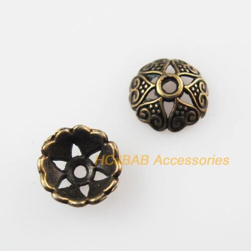Fashion 50Pcs Antiqued Bronze Color Flower Heart Spacer Beads End Caps 8mm