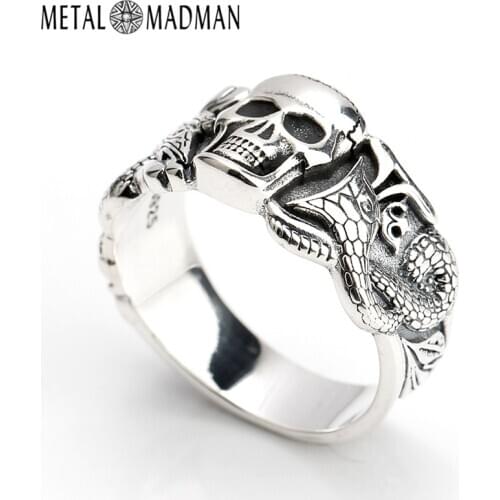 Skull Men Ring 925 Sterling Silver Skeleton Devil Snake Crown Street Punk Style Silver 925 Ring for Male Fine Jewelry Gift